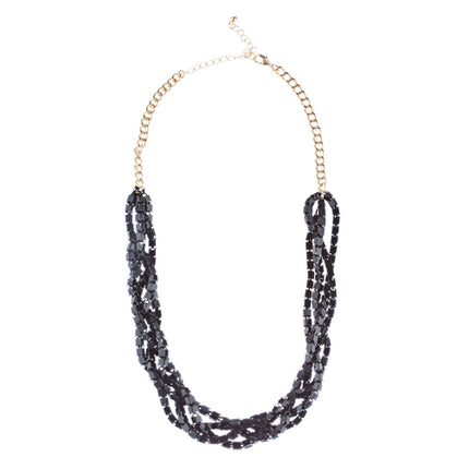 Gorgeous Multi Strands Layered Fashion Statement Necklace Set JN296 Gold Black - Accessoriesforever