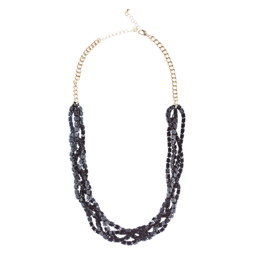 Gorgeous Multi Strands Layered Fashion Statement Necklace Set JN296 Gold Black