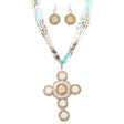 Cross Jewelry Traditional Design Beaded Necklace & Earrings Set JN245 Beige