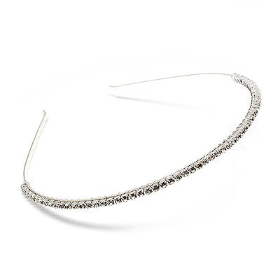 Bridal Wedding Hair Headband Rhinestone 1 Row Clear
