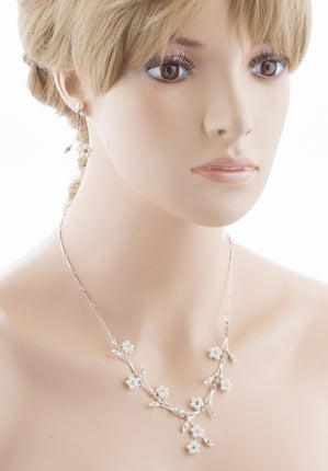 Bridal Wedding Jewelry Set Floral Vine Pearl Rhinestone - Accessoriesforever