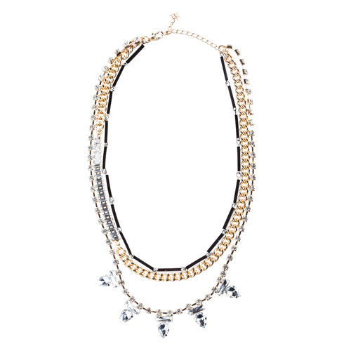Fascinating Style Crystal Rhinestone Multi Layer Tear Drop Necklace N78 Clear