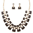 Modern Trendy Chic Bold Design Statement Necklace Set JN173 Black