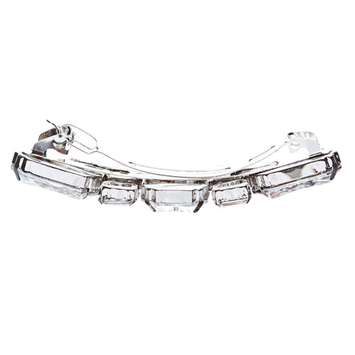 Bridal Wedding Jewelry Crystal Multi Shapes Cut Dazzle Hair Barrette Clip Silver