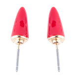 Fun Fashion Stylish Lipstick Back Closure Design Enamel Stud Earrings Red Gold