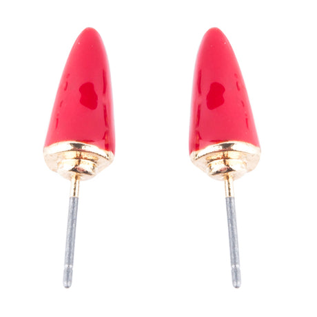 Fun Fashion Stylish Lipstick Back Closure Design Enamel Stud Earrings Red Gold