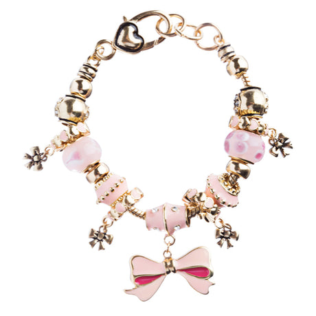 Pink Ribbon Jewelry Crystal Rhinestone Lovely Charm Link Bracelet B476 Pink