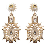 Stunning Beautiful Bohemian Glass Stone Statement Dangle Fashion Earrings Black