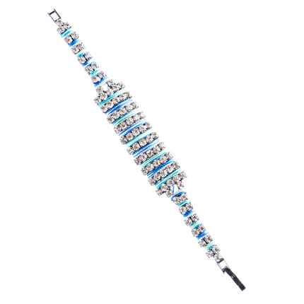 Gorgeous Crystal Rhinestone Cord Design Latch Wrap Bracelet Ocean Blue B443 - Accessoriesforever