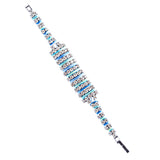 Gorgeous Crystal Rhinestone Cord Design Latch Wrap Bracelet Ocean Blue B443