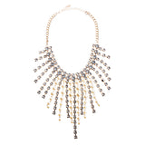 Stunning Gorgeous Bridal Wedding Rhinestone Pearl Bib Statement Necklace Set