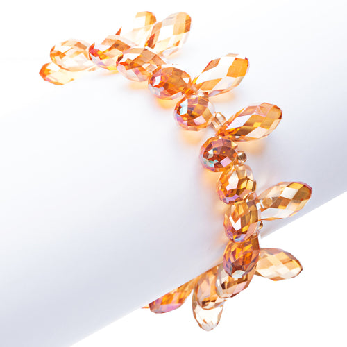 Gorgeous Fashion Stylish Bridal Wedding Cluster Bead Link Bracelet Gold Orange - Accessoriesforever