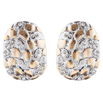 Sophisticated Classic Gorgeous Two-Tone Crystal Rhinestone Earrings E993 GDSV