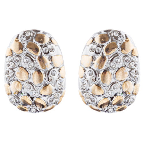 Sophisticated Classic Gorgeous Two-Tone Crystal Rhinestone Earrings E993 GDSV