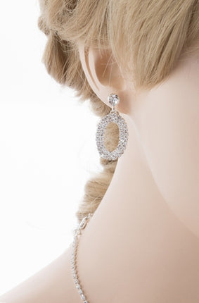 Bridal Wedding Jewelry Set Crystal Rhinestone Oval Drop - Accessoriesforever