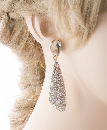 Bridal Wedding Jewelry Crystal Rhinestone Gorgeous Dangle Drop Design E785 Gold - Accessoriesforever