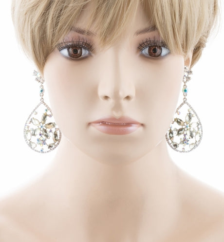 Bridal Wedding Jewelry Crystal Rhinestone Glamorous Teardrop Dangle Earrings