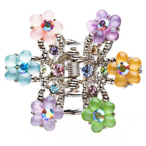 Austrian Crystal Multi Flowers Hair Claw Clip