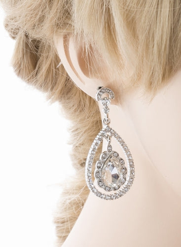 Bridal Wedding Jewelry Crystal Rhinestone Dazzle Elegant Dangle Drop Earrings SV - Accessoriesforever