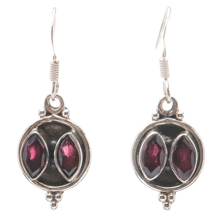 925 Sterling Silver Gemstones Natural Amethyst Dangle Earrings FJSE2164