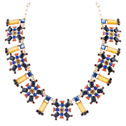 Stunning Simple Formica Crystal Bib Design Statement Jewelry Necklace Yellow