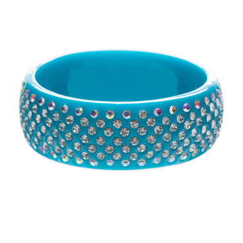 Stunning Sparkle Crystal Rhinestone Studs Design Wide Fashion Bangle Blue