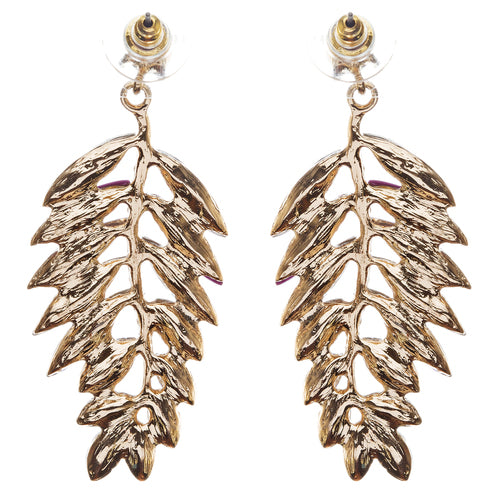 Stunning Beautiful Crystal Rhinestone Leaf Linear Drop Statement Earrings Blue - Accessoriesforever