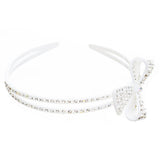 Fashion Sparkle Crystal Rhinestone Beautiful Ribbon Bow Design Headband White