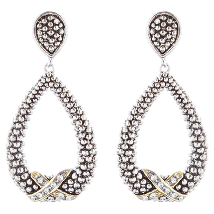Sophisticated Classic Gorgeous Two-Tone Crystal Rhinestone Earrings E995 GDSV
