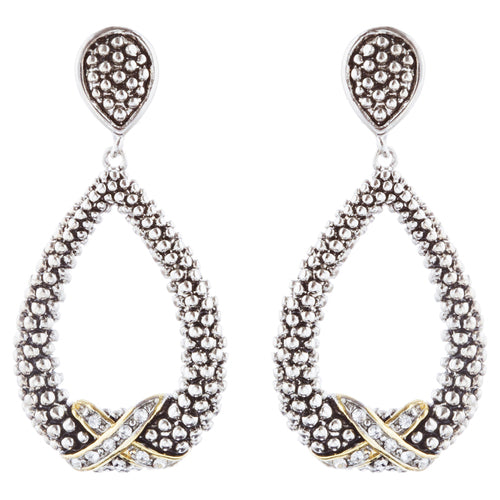 Sophisticated Classic Gorgeous Two-Tone Crystal Rhinestone Earrings E995 GDSV