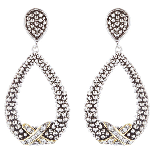 Sophisticated Classic Gorgeous Two-Tone Crystal Rhinestone Earrings E995 GDSV