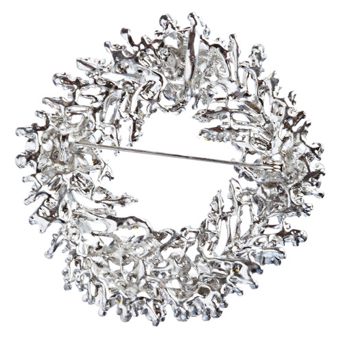 Bridal Wedding Jewelry Crystal Rhinestone Flower Round Brooch Pin BH171 Silver