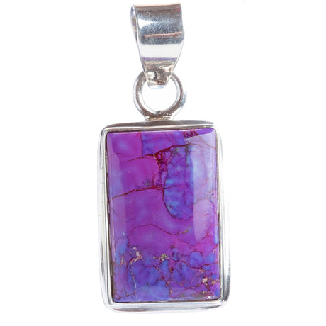 925 Sterling Silver Natural Gemstones Purple Copper Turquoise Pendant FJSVP2097