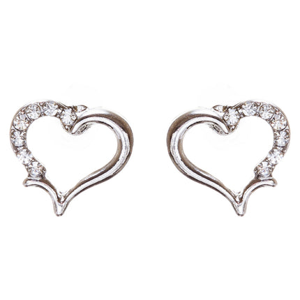 Valentines Jewelry Wedding Romantic Heart Charm Stud Style Earrings E957 Silver - Accessoriesforever