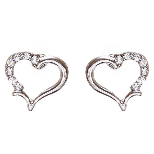 Valentines Jewelry Wedding Romantic Heart Charm Stud Style Earrings E957 Silver