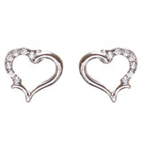 Valentines Jewelry Wedding Romantic Heart Charm Stud Style Earrings E957 Silver