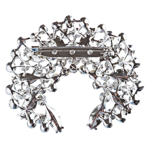 Bridal Wedding Jewelry Crystal Rhinestone Crescent Brooch Pin BH174 Silver