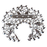 Bridal Wedding Jewelry Crystal Rhinestone Crescent Brooch Pin BH174 Silver
