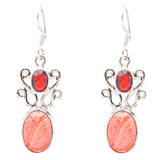 925 Sterling Silver Natural Gemstones Jasper Garnet Dangle Earrings FJSVE2183