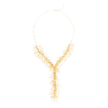 Classic Stylish Beautiful Formica Y Drop Simple Statement Necklace Set Natural - Accessoriesforever
