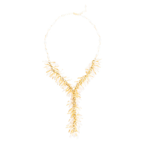 Classic Stylish Beautiful Formica Y Drop Simple Statement Necklace Set Natural