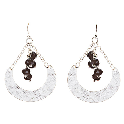 Crystal Cluster Hand Polished Drop Earrings Black - Accessoriesforever
