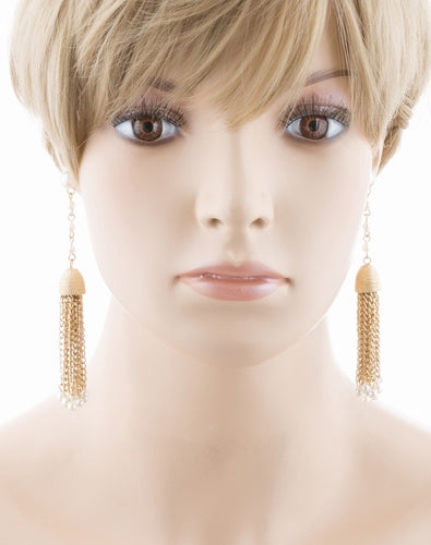 Bridal Wedding Jewelry Beautiful Faux Pearl Chandelier Dangle Earrings E809 Gold - Accessoriesforever