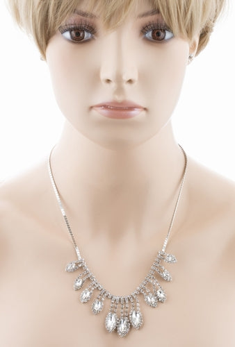 Bridal Wedding Jewelry Crystal Rhinestone Gleaming Dazzle Necklace Earrings SV - Accessoriesforever