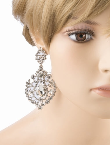 Bridal Wedding Jewelry Crystal Rhinestone Dangle Drop Earrings Silver E635 - Accessoriesforever