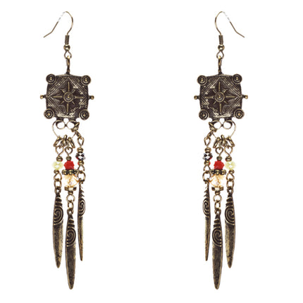 Tribal Fashion Exotic Long Drop Glass Beads Dangle Earrings E823 Multi
