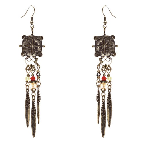 Tribal Fashion Exotic Long Drop Glass Beads Dangle Earrings E823 Multi