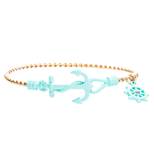 Nautical Fashion Crystal Rhinestone Symbolic Shiny Anchor Bracelet B497 Green
