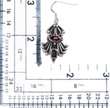 925 Sterling Silver Gemstones Natural Red Garnet Dangle Earrings FJSE2181