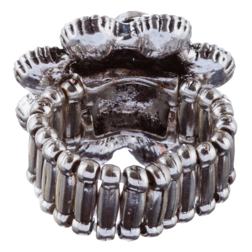 Beautiful Floral Design Crystal Rhinestones Fashion Stretch Ring R231 Silver